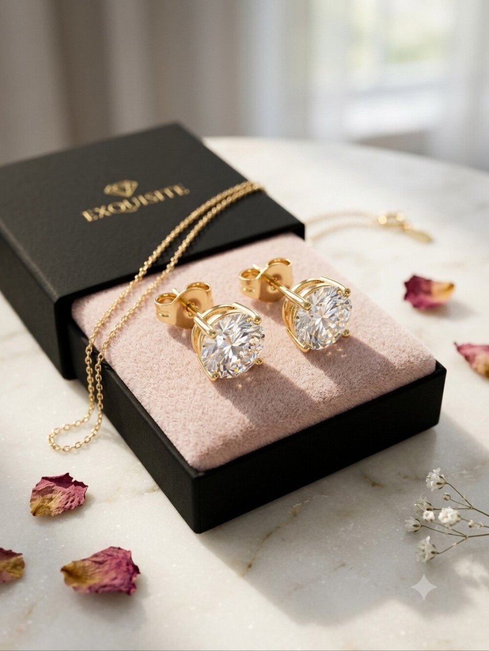 Moissanite 3.0CTW NWT 925 Silver with Gold Over Stud Earrings